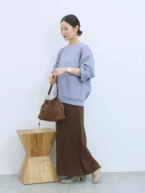 Samansa Mos2 blue「ジャガードダンボールプルオーバー」|Tシャツ・カットソー|