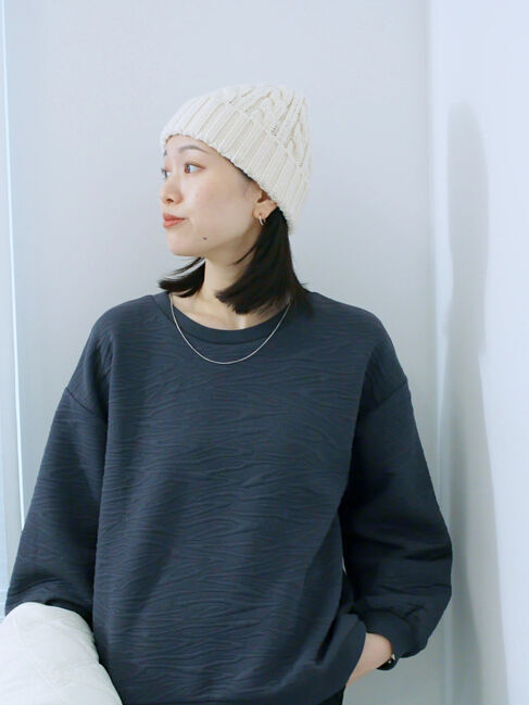 Samansa Mos2 blue「ジャガードダンボールプルオーバー」|Tシャツ・カットソー|