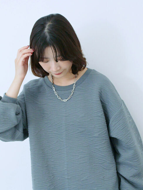 Samansa Mos2 blue「ジャガードダンボールプルオーバー」|Tシャツ・カットソー|