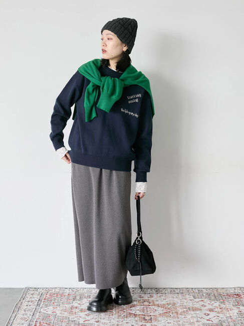 Samansa Mos2 blue「【Hug knit】ロゴプルオーバー」|ニット・セーター|