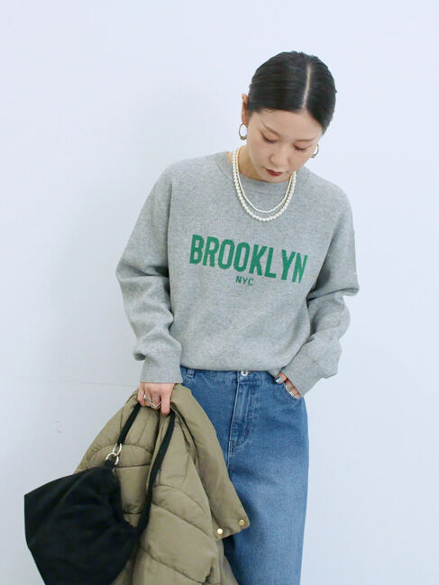 Samansa Mos2 blue「【Hug knit】ロゴプルオーバー」|ニット・セーター|