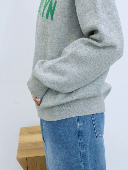 Samansa Mos2 blue「【Hug knit】ロゴプルオーバー」|ニット・セーター|