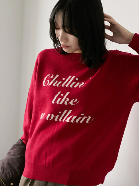 Samansa Mos2 blue「【Hug knit】ロゴプルオーバー」|ニット・セーター|