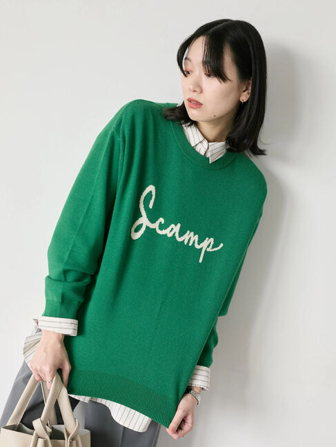 Samansa Mos2 blue「【Hug knit】ロゴプルオーバー」|ニット・セーター|