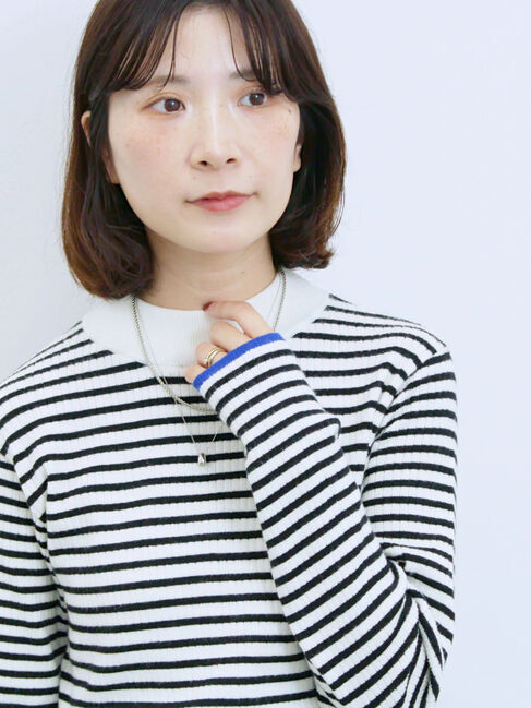 Samansa Mos2 blue「【Hug knit】リブハイネックプルオーバー」|ニット・セーター|