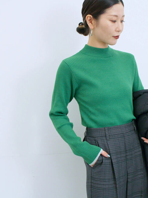 Samansa Mos2 blue「【Hug knit】リブハイネックプルオーバー」|ニット・セーター|