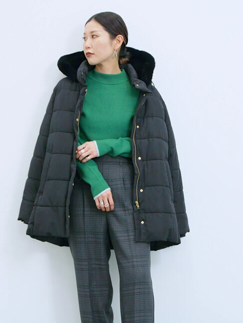 Samansa Mos2 blue「【Hug knit】リブハイネックプルオーバー」|ニット・セーター|