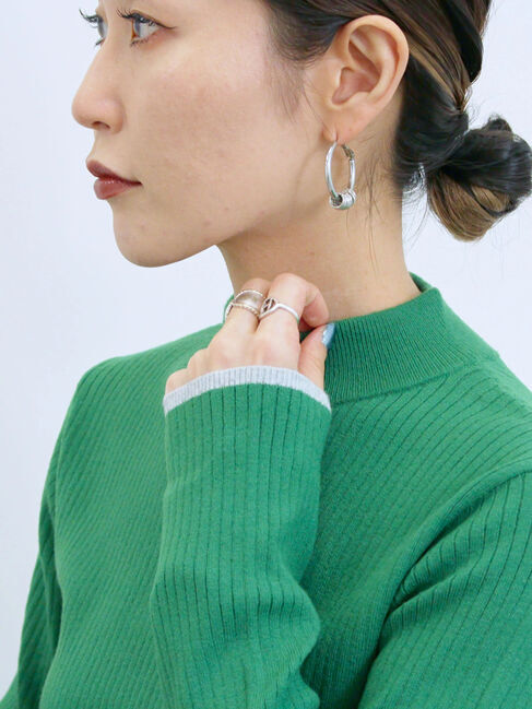 Samansa Mos2 blue「【Hug knit】リブハイネックプルオーバー」|ニット・セーター|グリーン