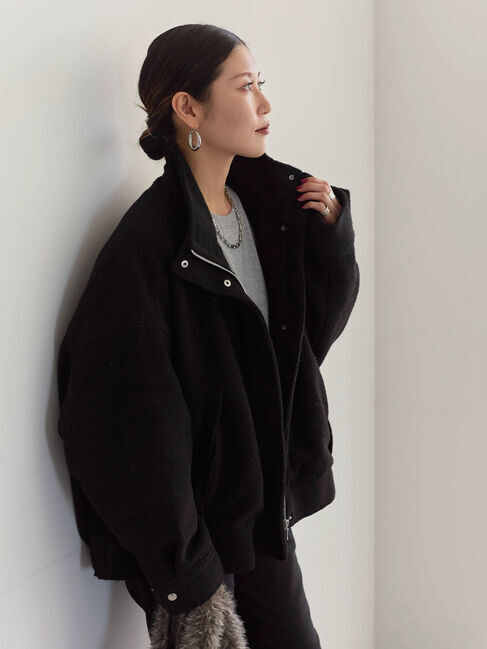 Samansa Mos2 blue「スライバーBIGブルゾン」|その他|