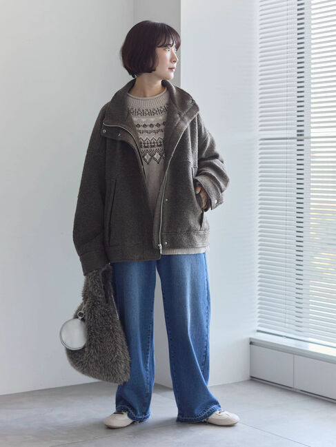 Samansa Mos2 blue「スライバーBIGブルゾン」|その他|