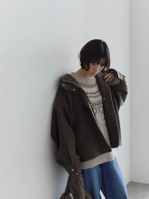 Samansa Mos2 blue「スライバーBIGブルゾン」|その他|