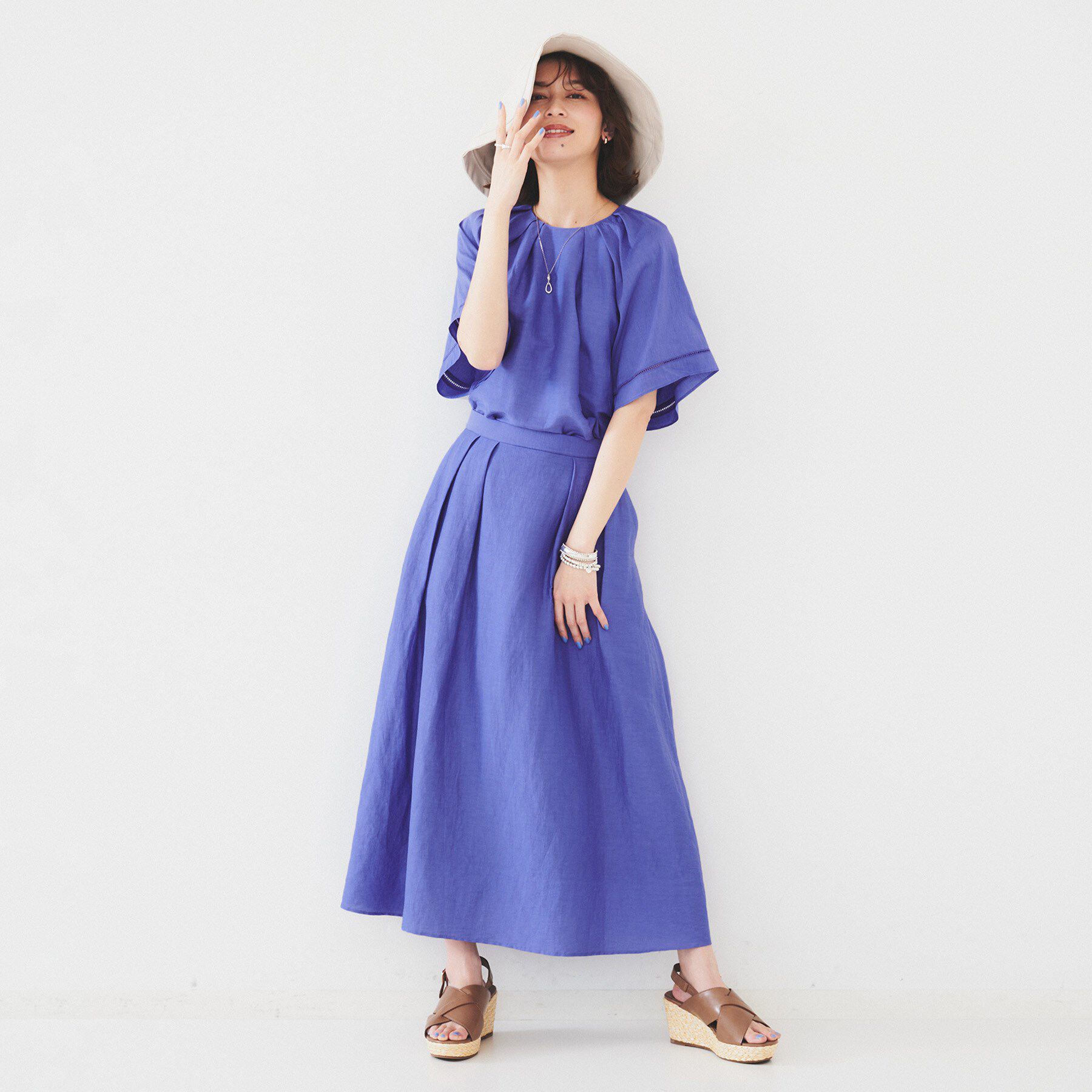 UNTITLED「【セットアップ可能】リネン混 タックブラウス」|シャツ・ブラウス|