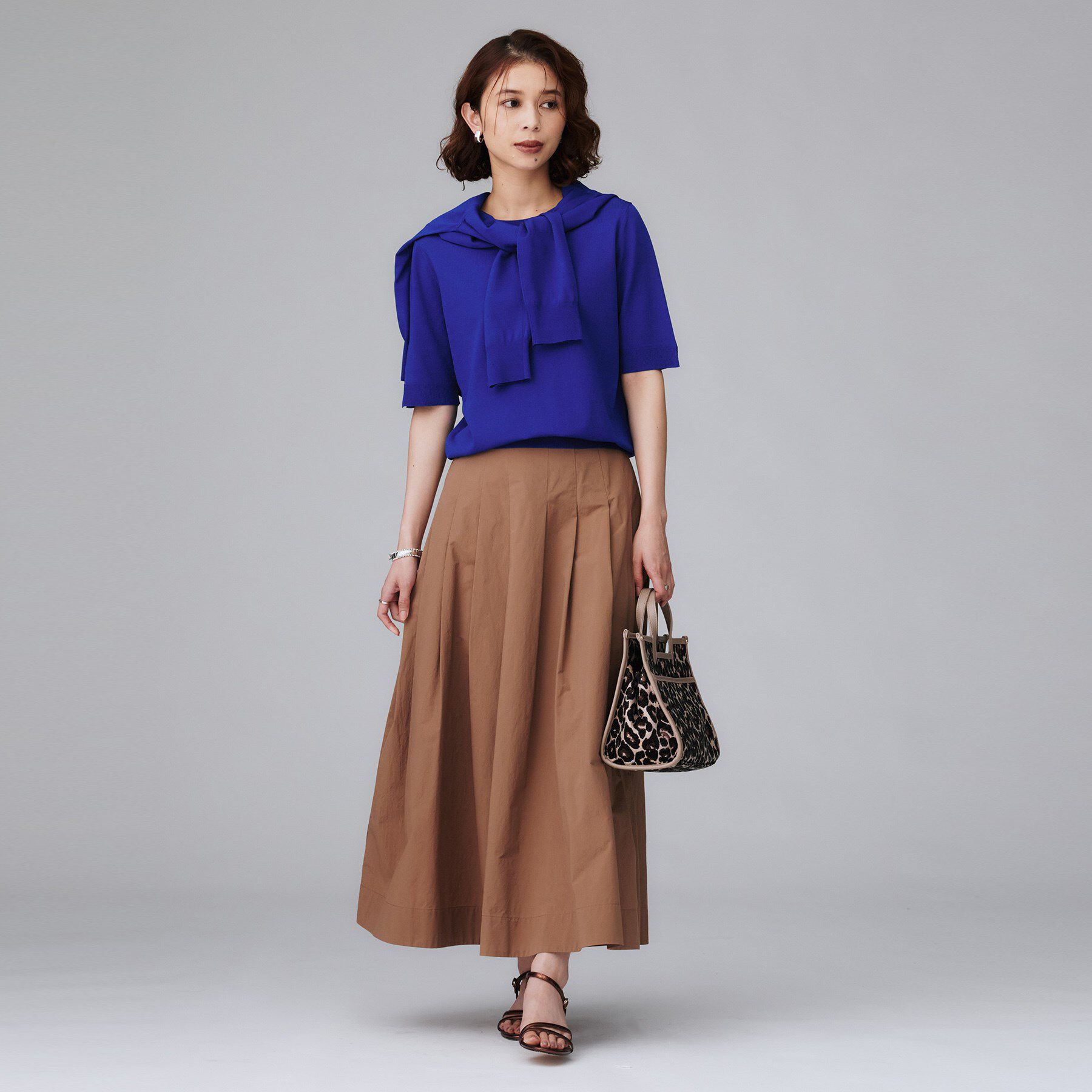 UNTITLED「【アンサンブル可/薄手/洗える】5分袖クルーニット」|ニット・セーター|