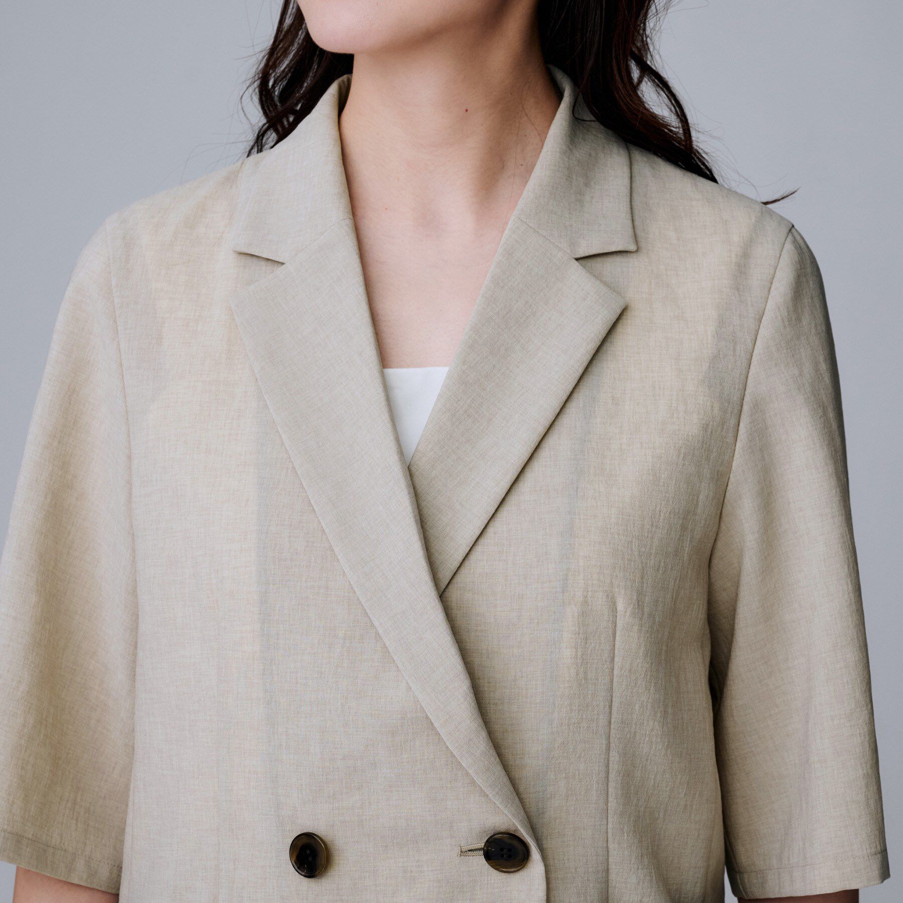 UNTITLED「【吸水速乾/洗える】ハーフスリーブジャケット」|テーラードジャケット|