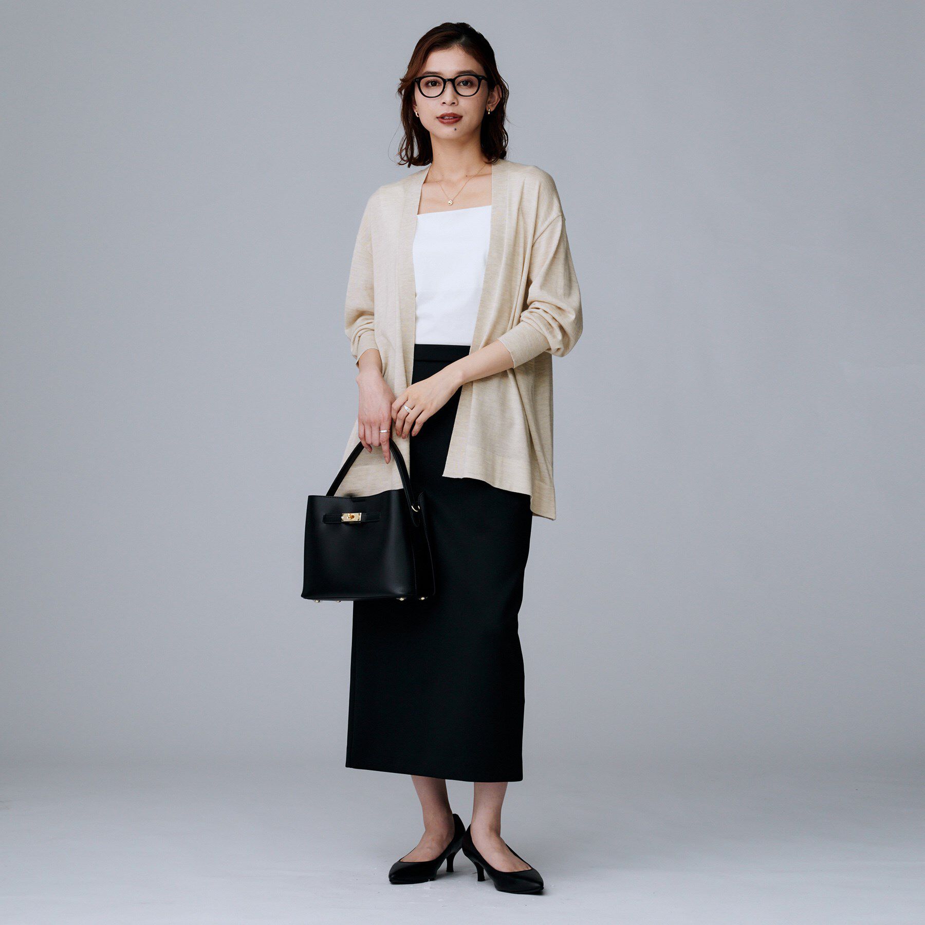 UNTITLED「【アンサンブル可/洗える/ボタンなし】シルクウールカシミヤ 着流しカーディガン」|カーディガン|