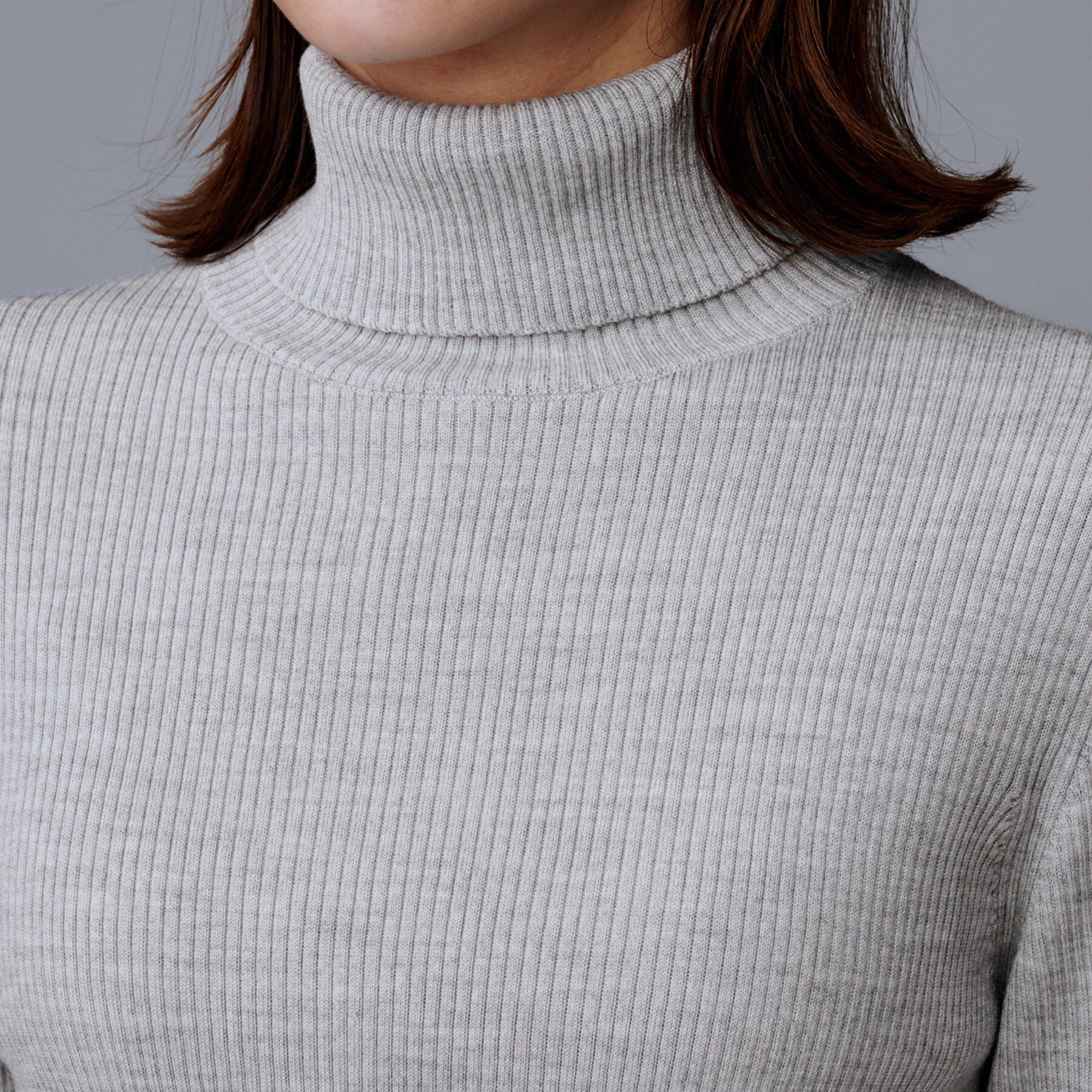 UNTITLED「【洗える/アンサンブル可能/ウール100%】リブタートルネックウールニット」|ニット・セーター|