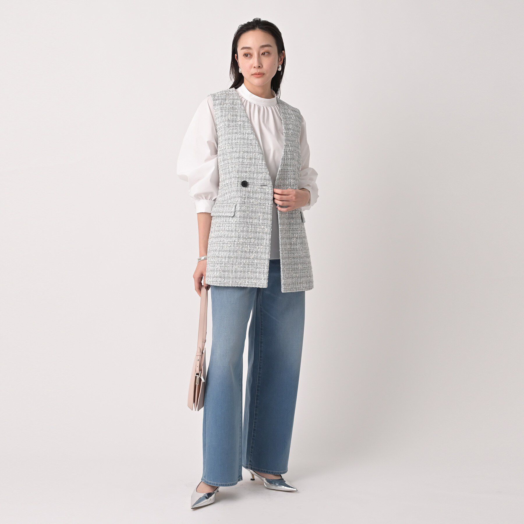 UNTITLED「【洗える/オンオフ使える】タイプライタースタンドネックブラウス」|シャツ・ブラウス|