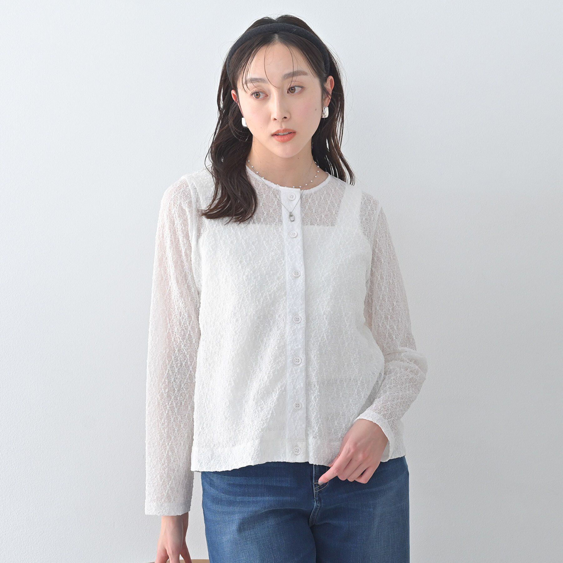 UNTITLED「ストレッチレースカーディガン」|カーディガン|