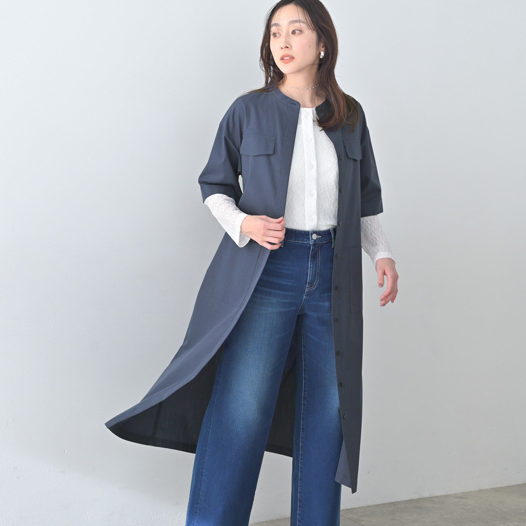 UNTITLED「シャンブレーシャツワンピース」|ワンピース|ネイビー(094)