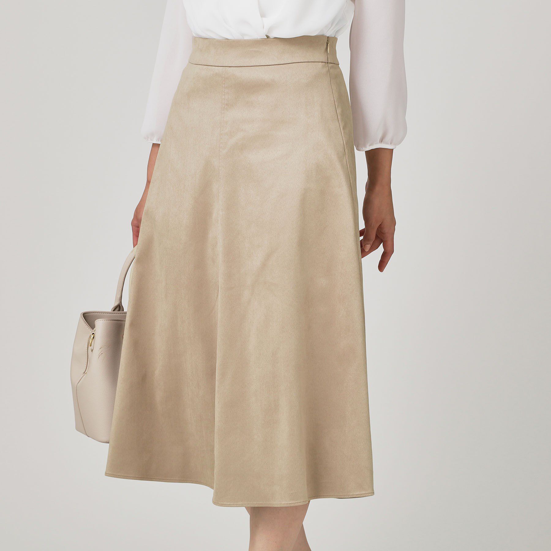 COUP DE CHANCE「【手洗い可／日本製／セットアップ可】スェード調素材フレアスカート」|スカート|グレージュ(050)