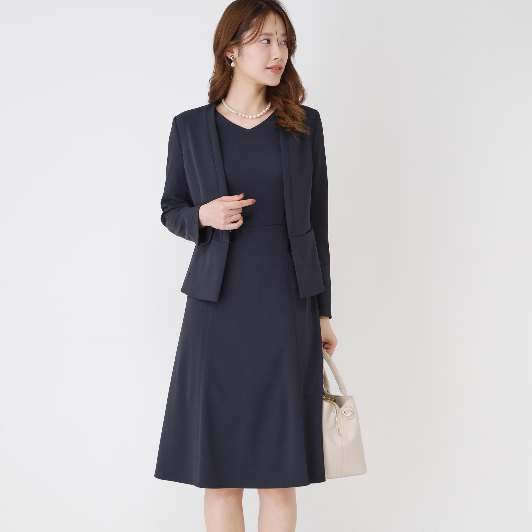 COUP DE CHANCE「【手洗い可／日本製／伸縮性／セットアップ可】共地ベルト付フレアーワンピース」|ワンピース|