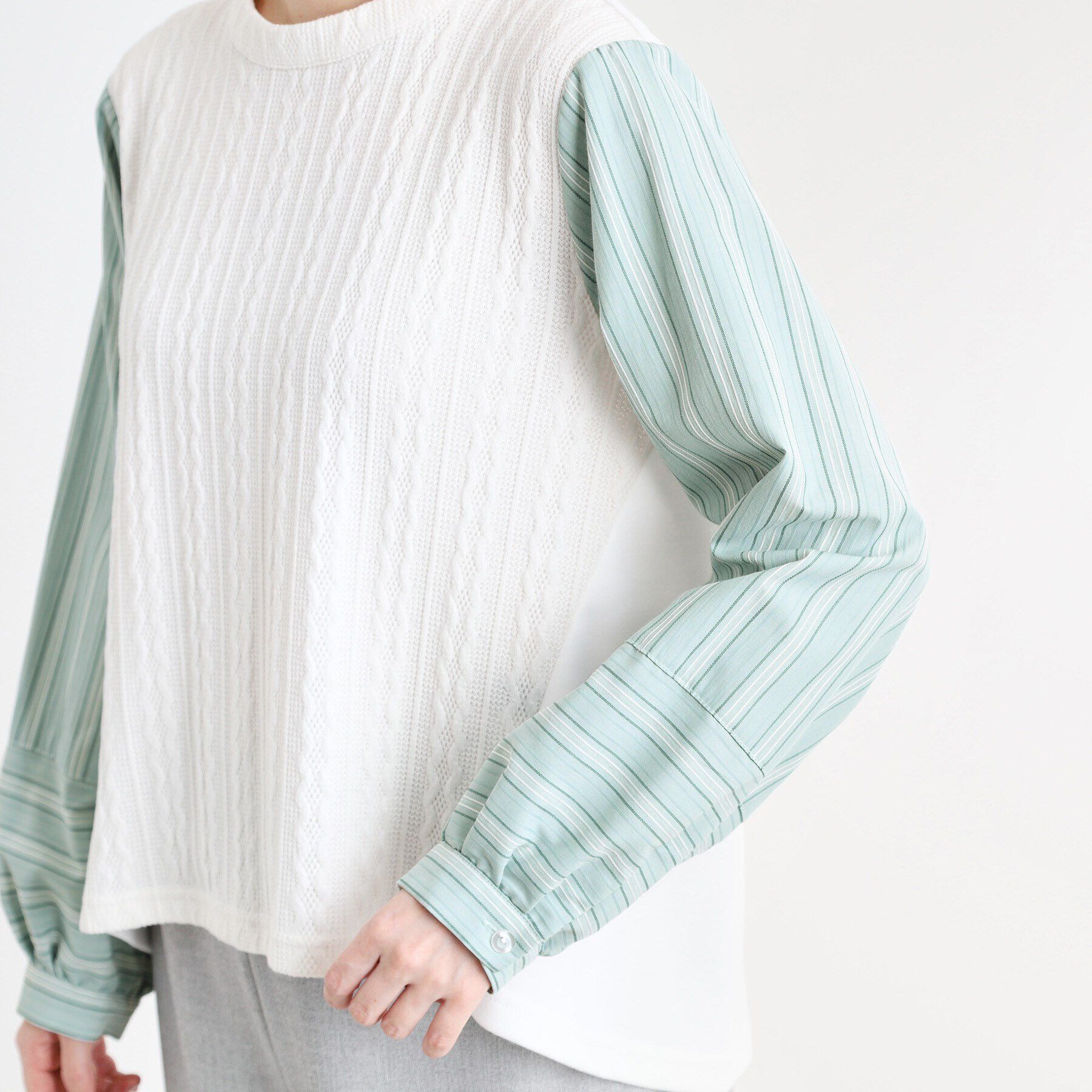 Reflect「【夏SALE／E‐QUALITY／洗える】異素材ミックスプルオーバー」|Tシャツ・カットソー|