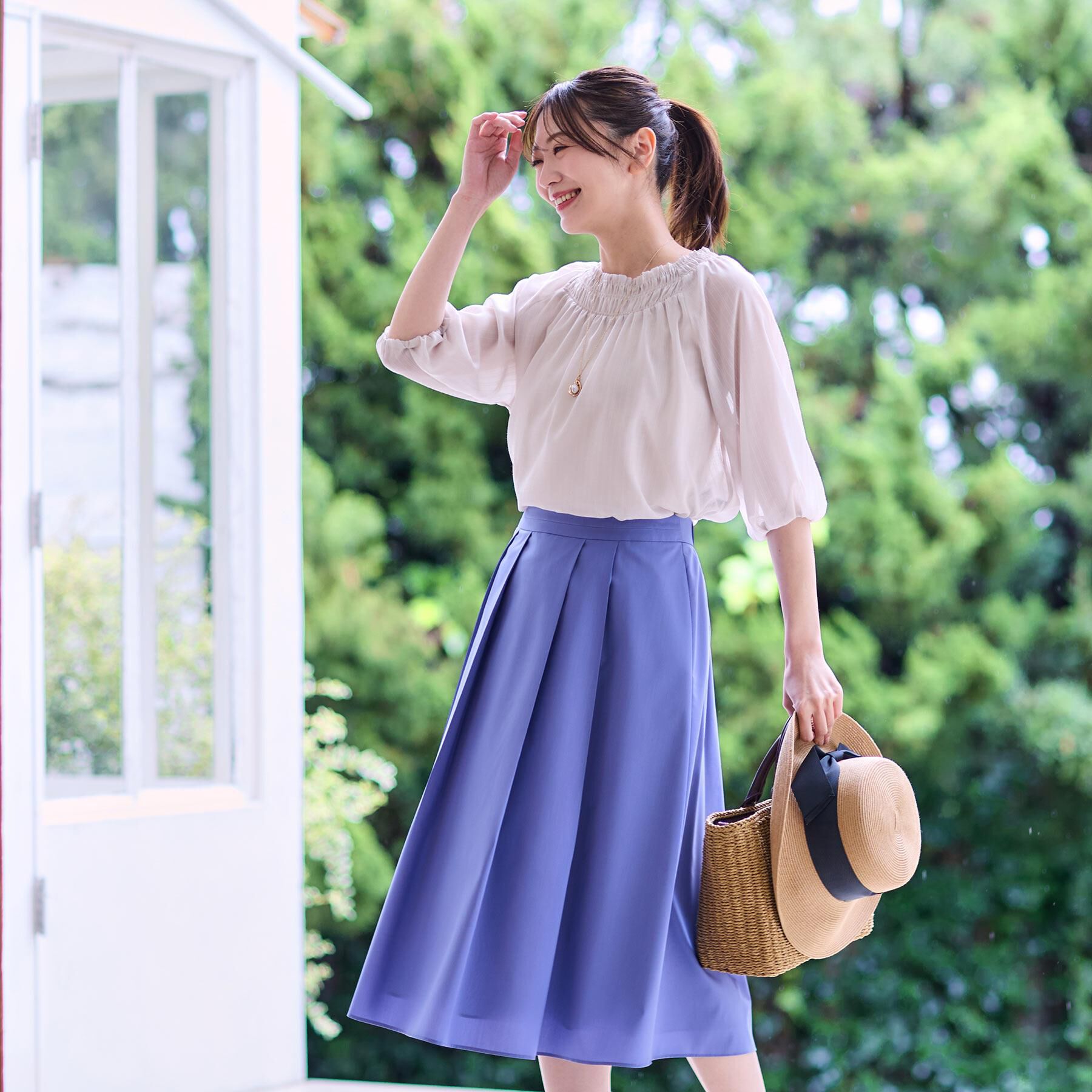 Reflect「【洗える】シャーリングデザインブラウス」|シャツ・ブラウス|