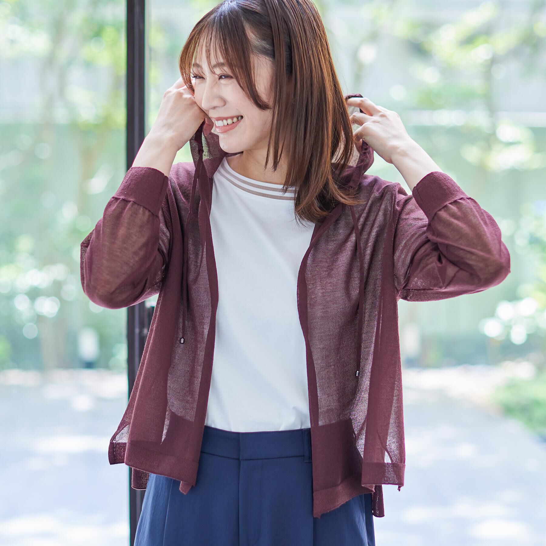 Reflect「【寒暖差対策に◎／手洗い可／旅行や通勤に】フード付きシアーカーディガン」|カーディガン|