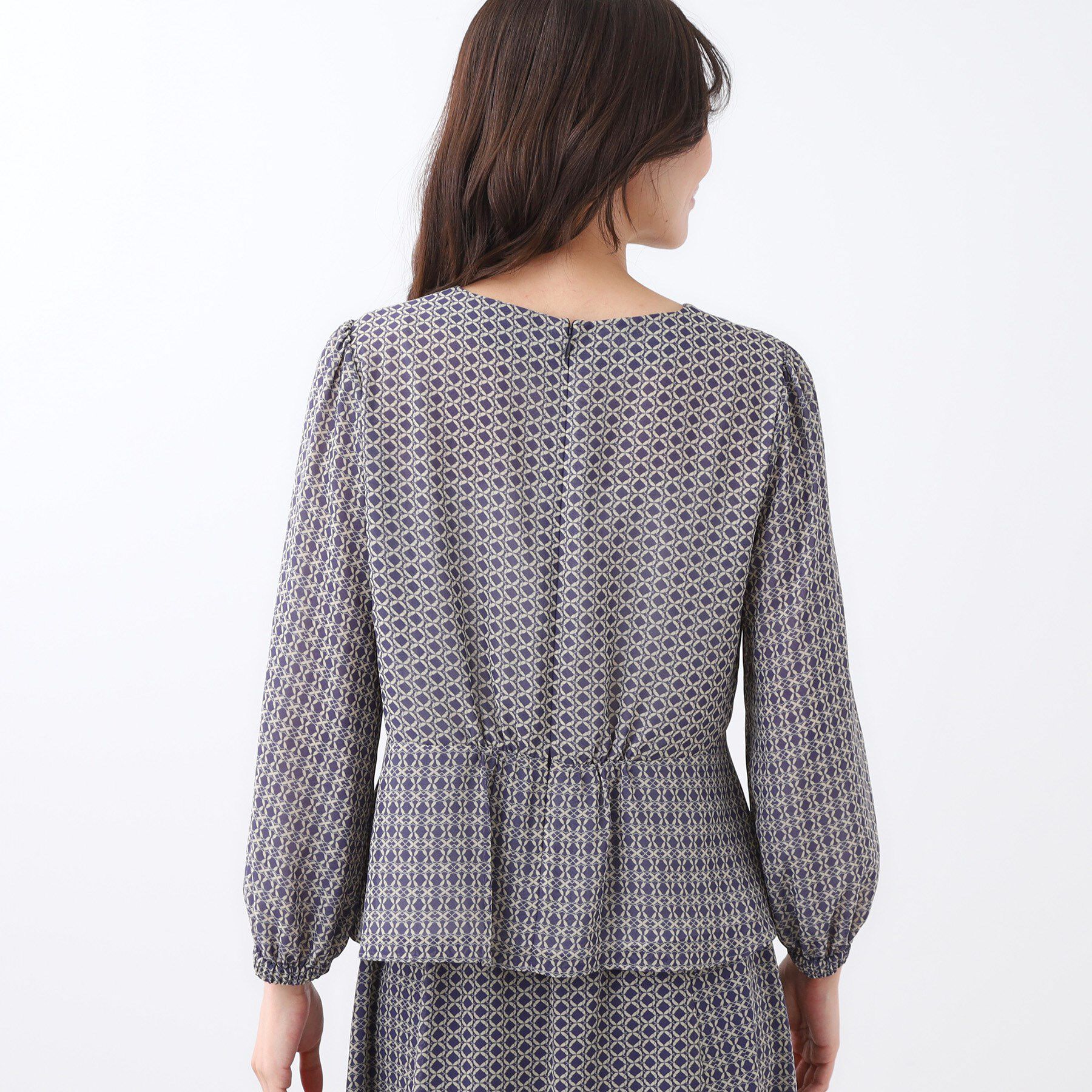 Reflect「【きちんと見え／セットアップ可／通勤におすすめ◎】ペプラムプリントブラウス」|シャツ・ブラウス|