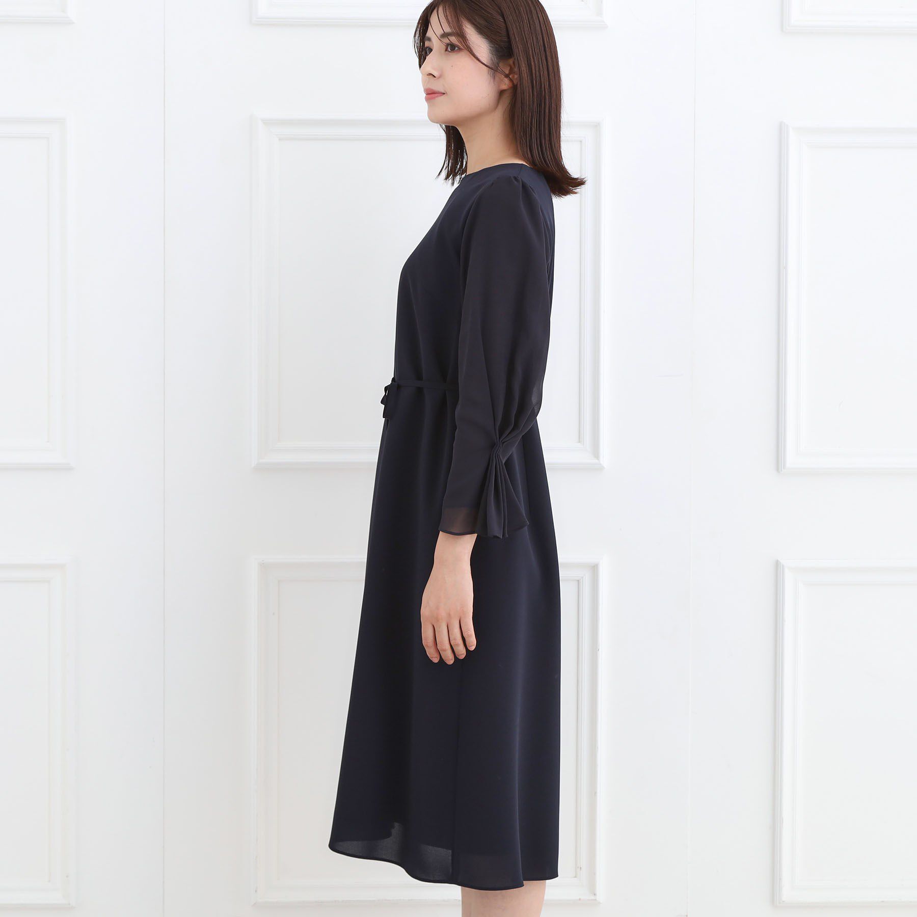 Reflect「【付属リボン付き】スリーブデザインジョーゼットワンピース」|ワンピース|