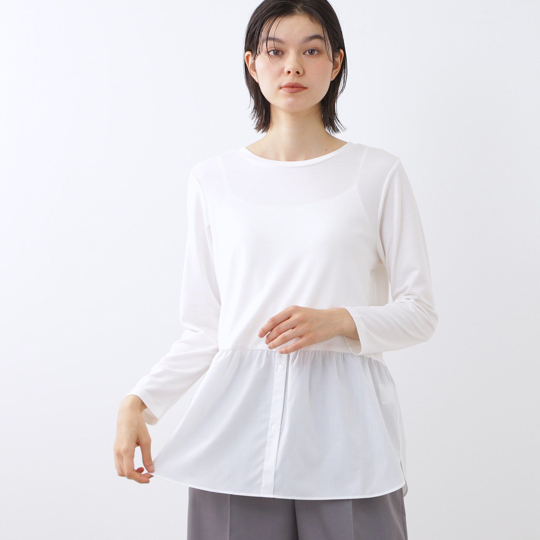 Reflect「【重ね着でも一枚着でも◎】ドッキングジャージトップス」|Tシャツ・カットソー|