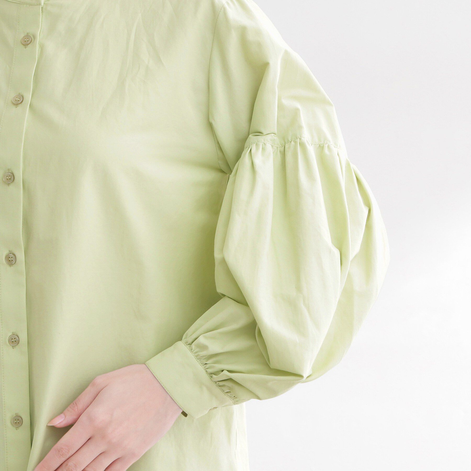 Reflect「【レイヤードにおすすめ◎】バンドカラーボリュームスリーブシャツ」|シャツ・ブラウス|