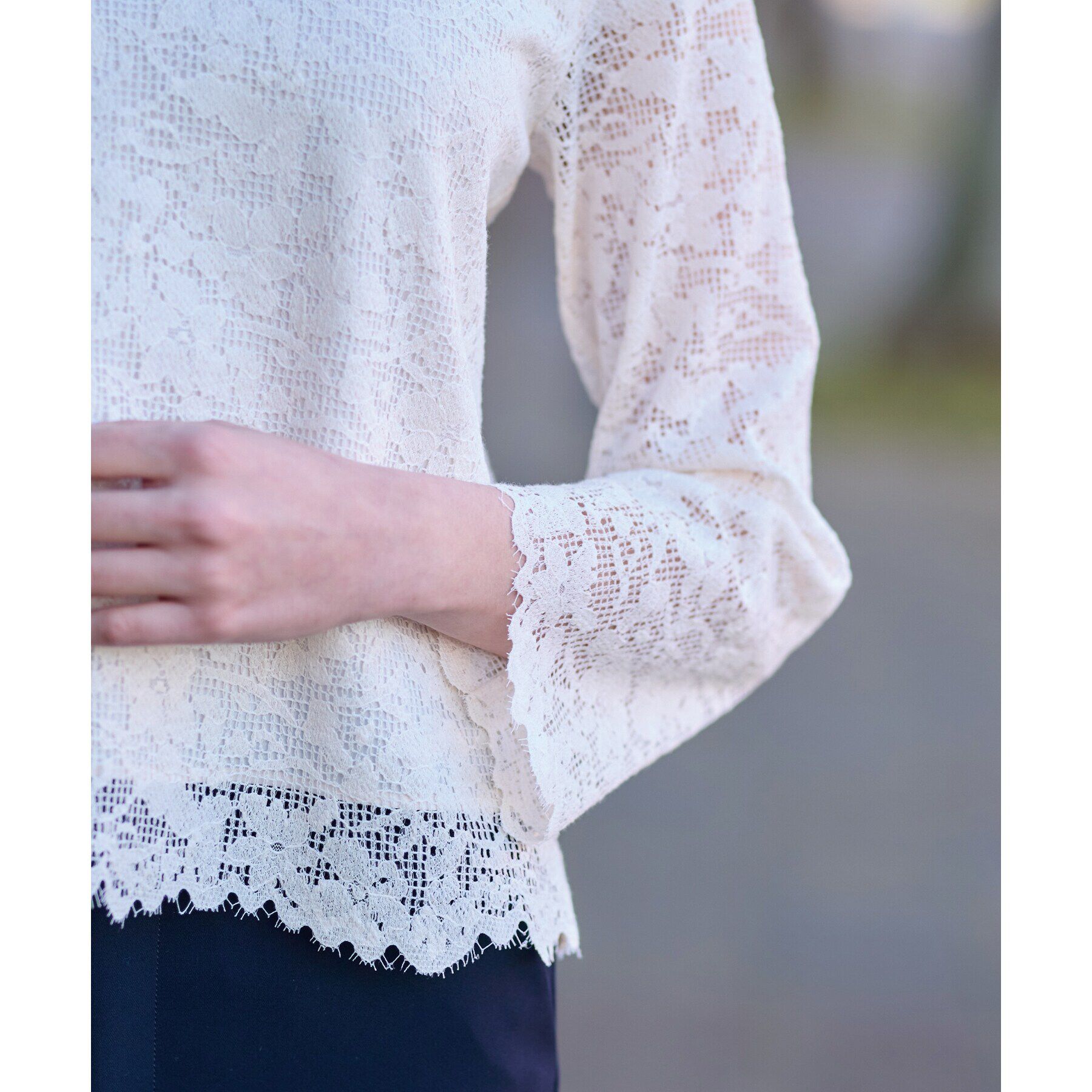 DRESSTERIOR「【通勤/セレモニー/洗える】オーガニックコットンレースブラウス」|シャツ・ブラウス|