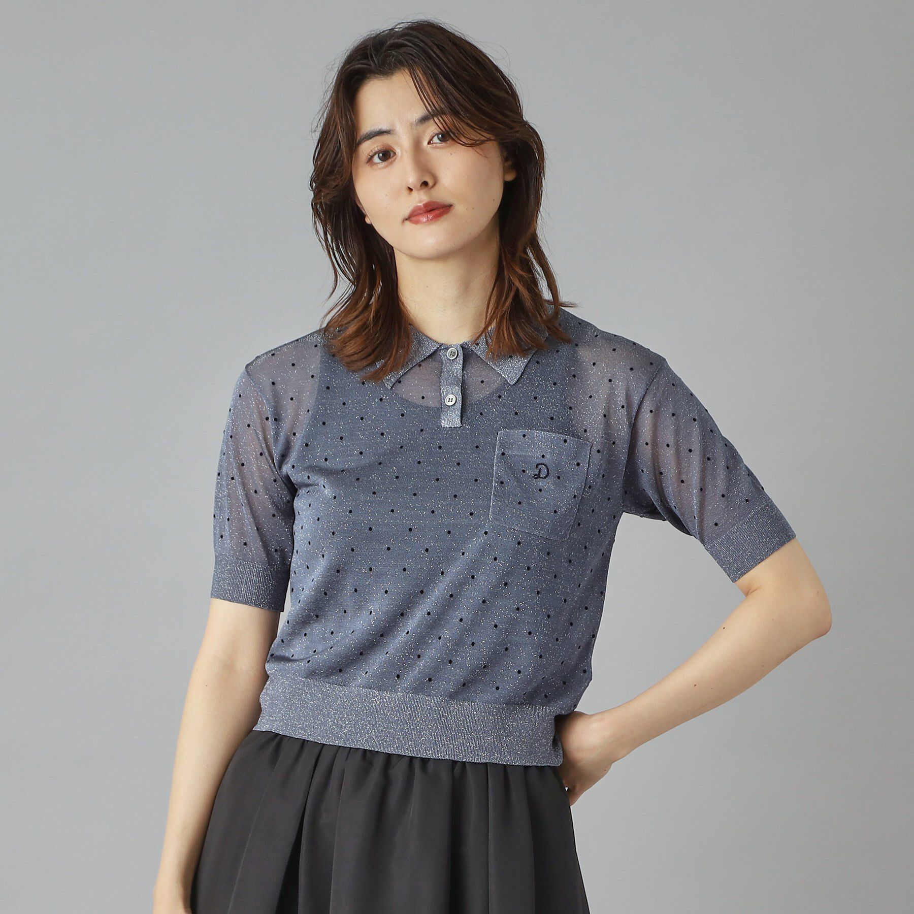 DRESSTERIOR「ドットシアーポロニット」|ポロシャツ|