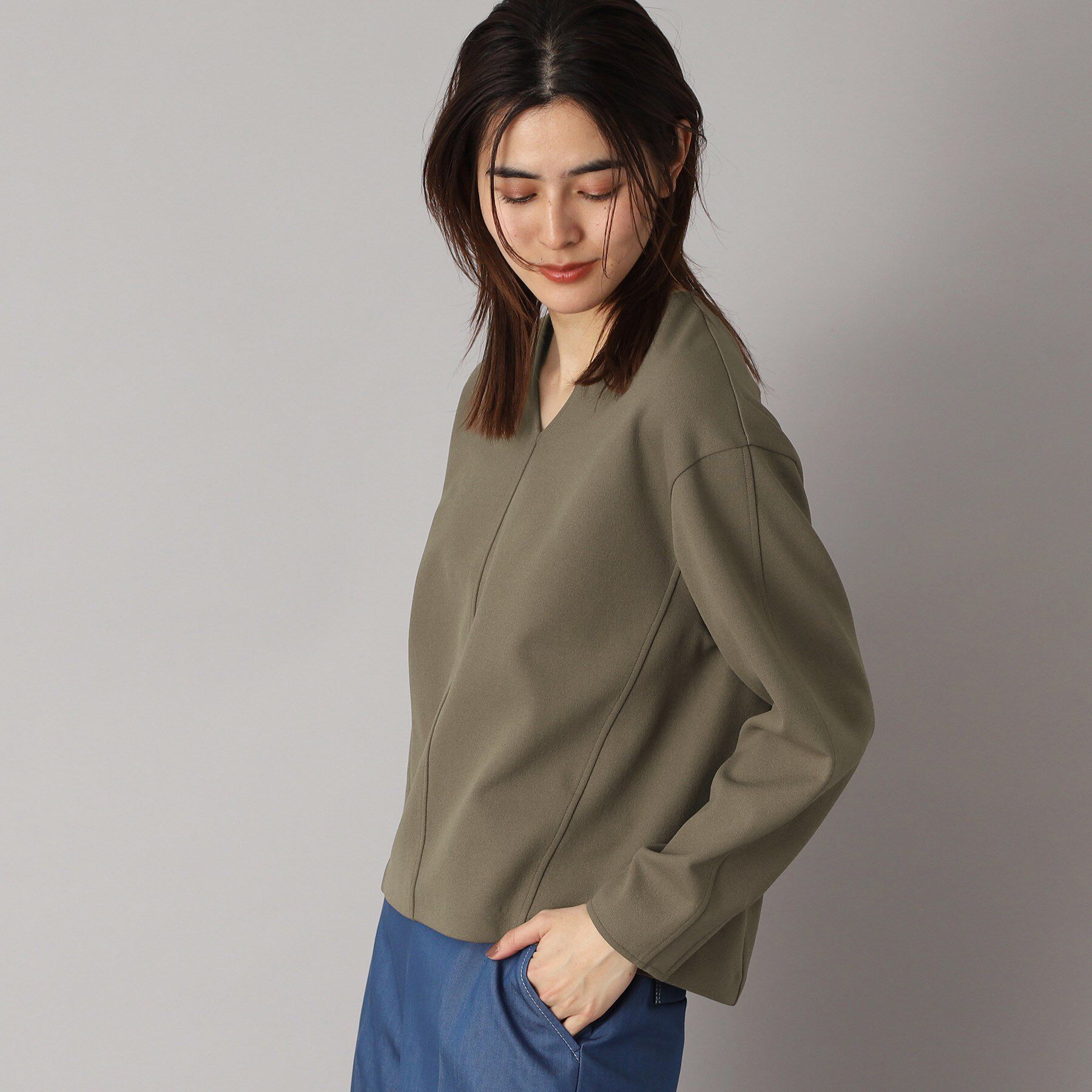 DRESSTERIOR「【洗える/イージーケア】Vネックジョーゼットプルオーバー」|Tシャツ・カットソー|