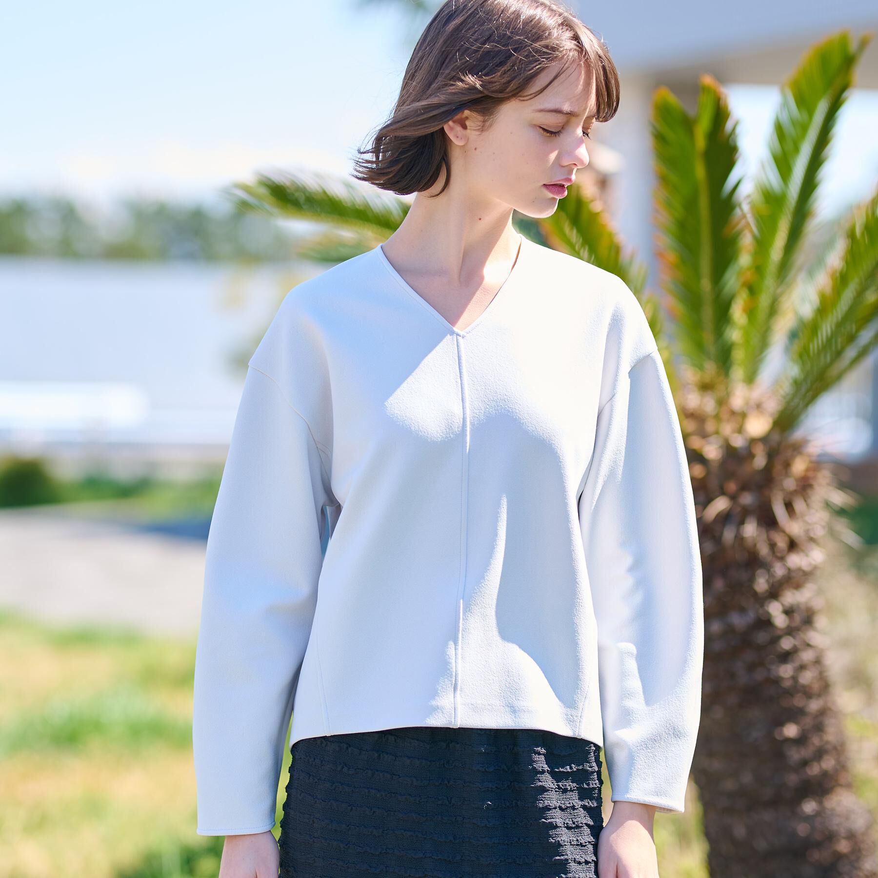 DRESSTERIOR「【洗える/イージーケア】Vネックジョーゼットプルオーバー」|Tシャツ・カットソー|