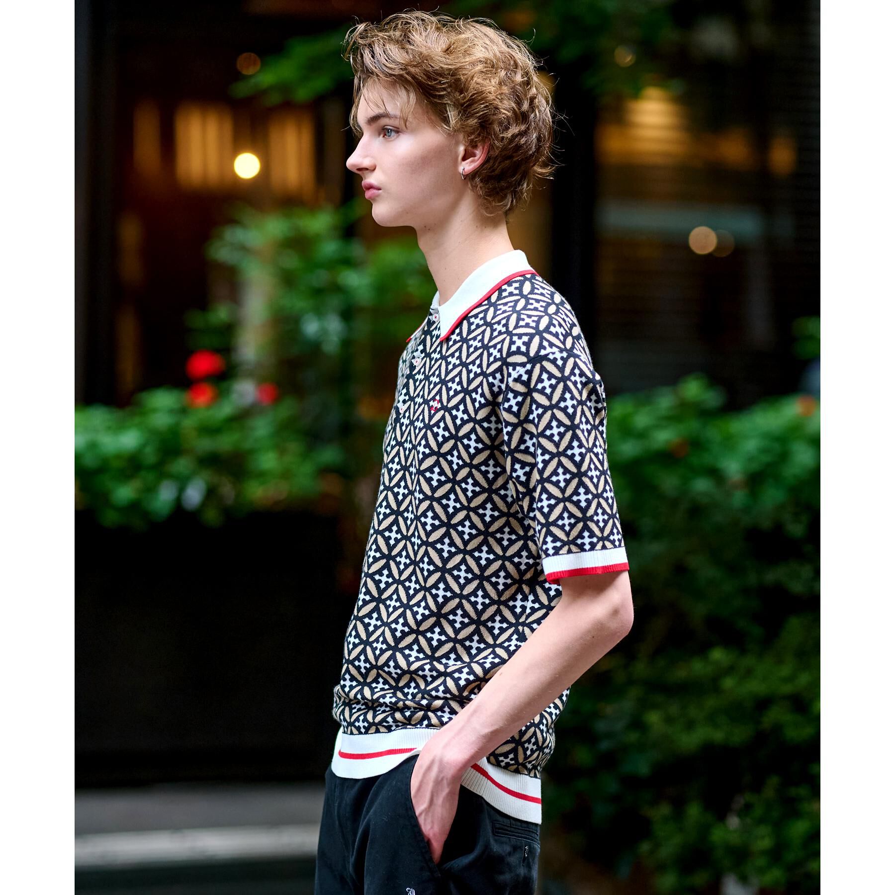 DRESSTERIOR「オーバーラップサークル ニットポロシャツ」|ニット・セーター|