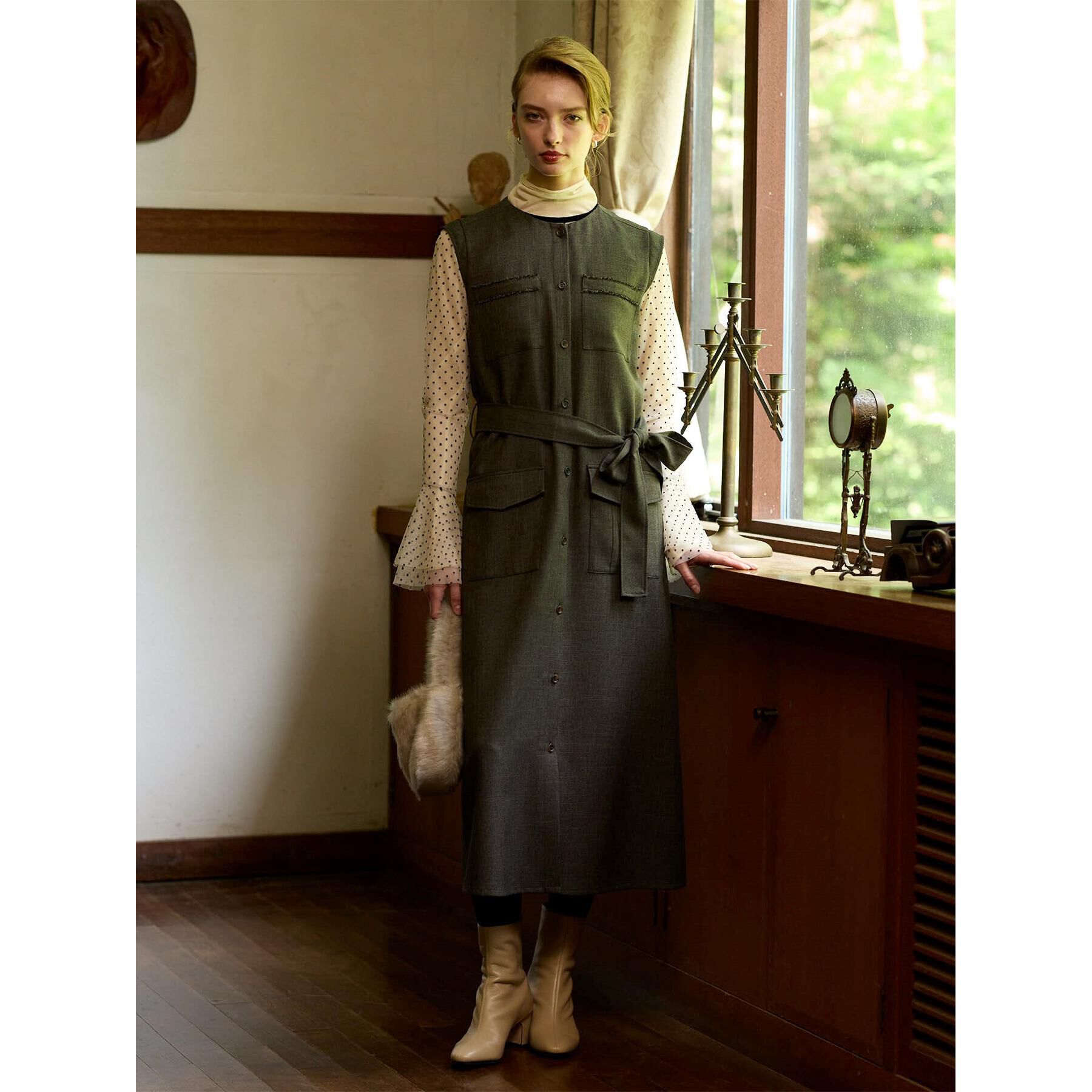 DRESSTERIOR「【洗える/シアー素材】シアードットベルスリーブカットソー」|Tシャツ・カットソー|