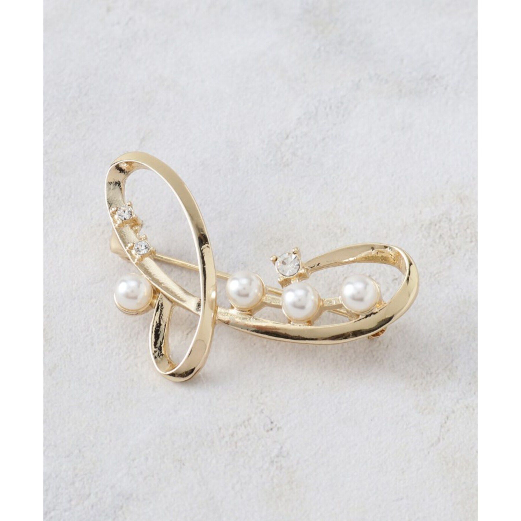 grove「メタルラインビジューパール調ブローチ【入卒対応可】」|ブローチ・コサージュ|