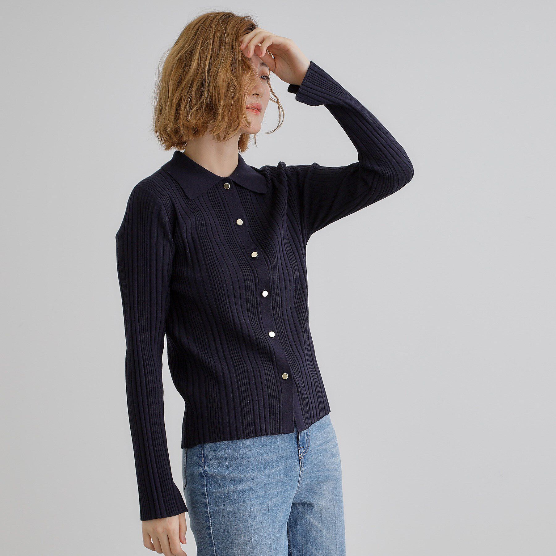 grove「ワイドリブポロニット」|ニット・セーター|