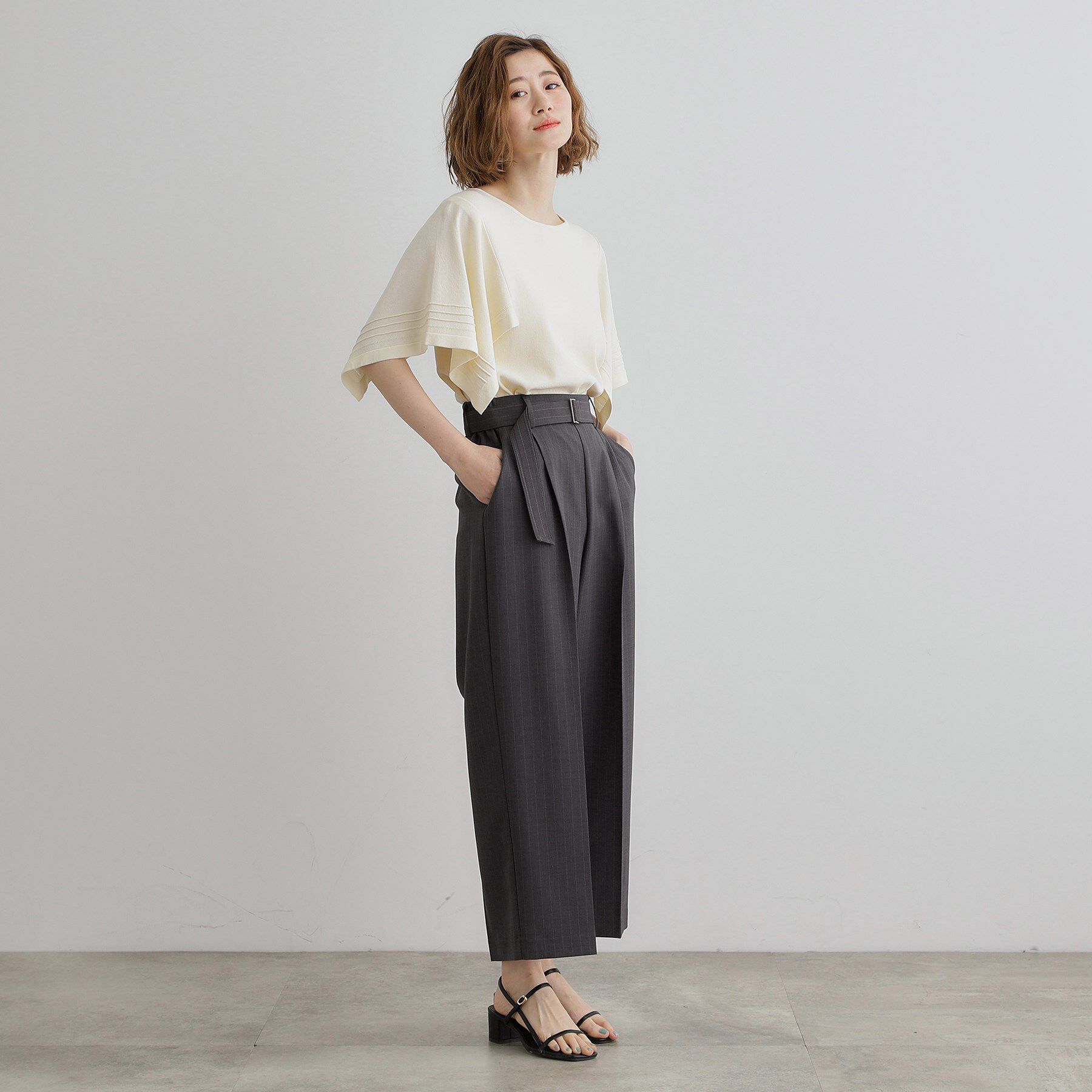 grove「【夏に嬉しい機能付き】リネンライクベルトワイドパンツ」|その他|