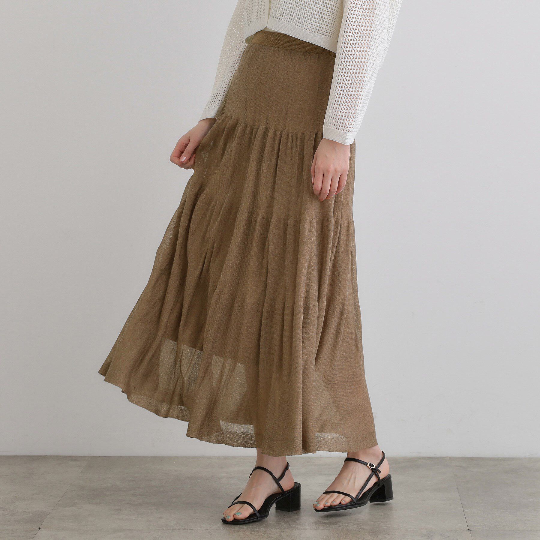 grove「夏の華やぎティアードニットシアースカート」|スカート|