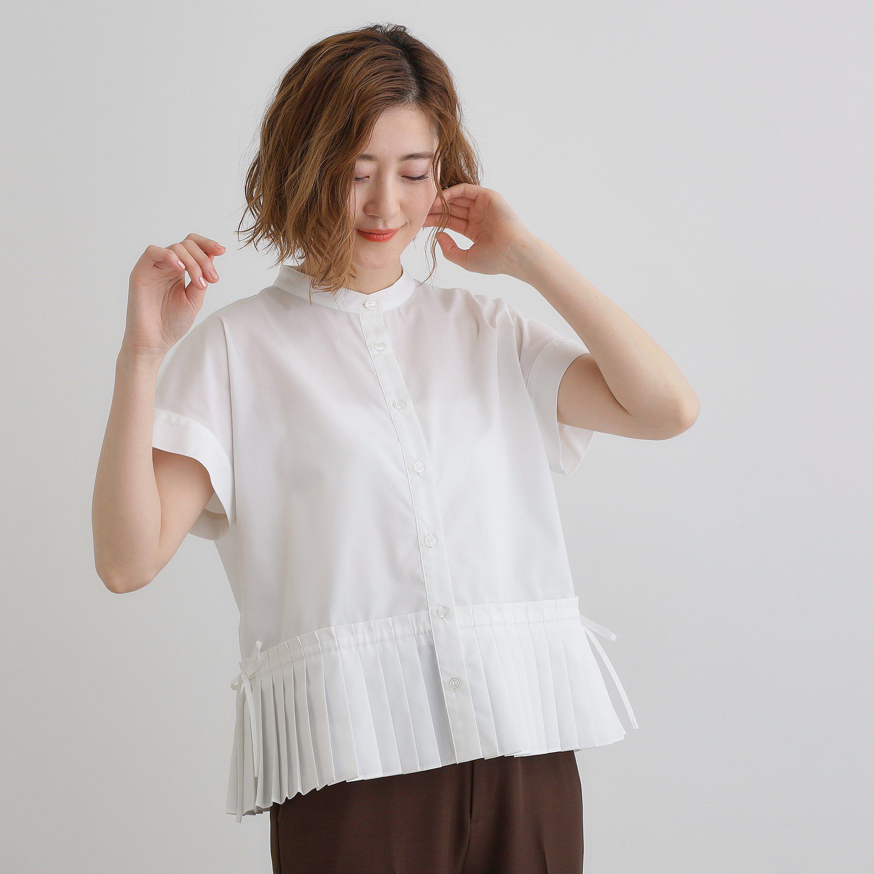 grove「キレイに見えて嬉しい 裾プリーツシャツ」|シャツ・ブラウス|