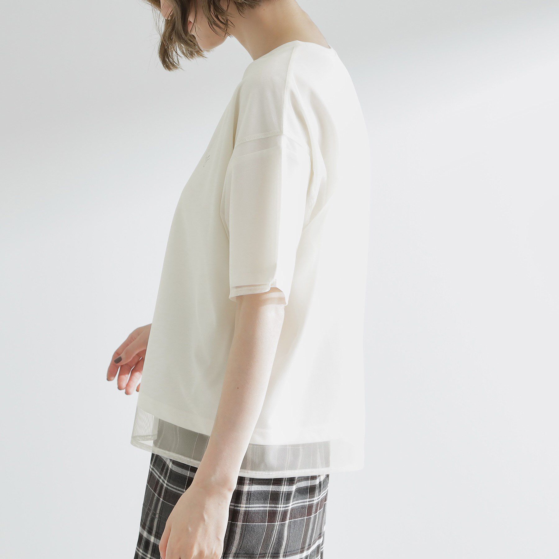 grove「ラフだけどおしゃれ　チュールレイヤードTシャツ」|Tシャツ・カットソー|