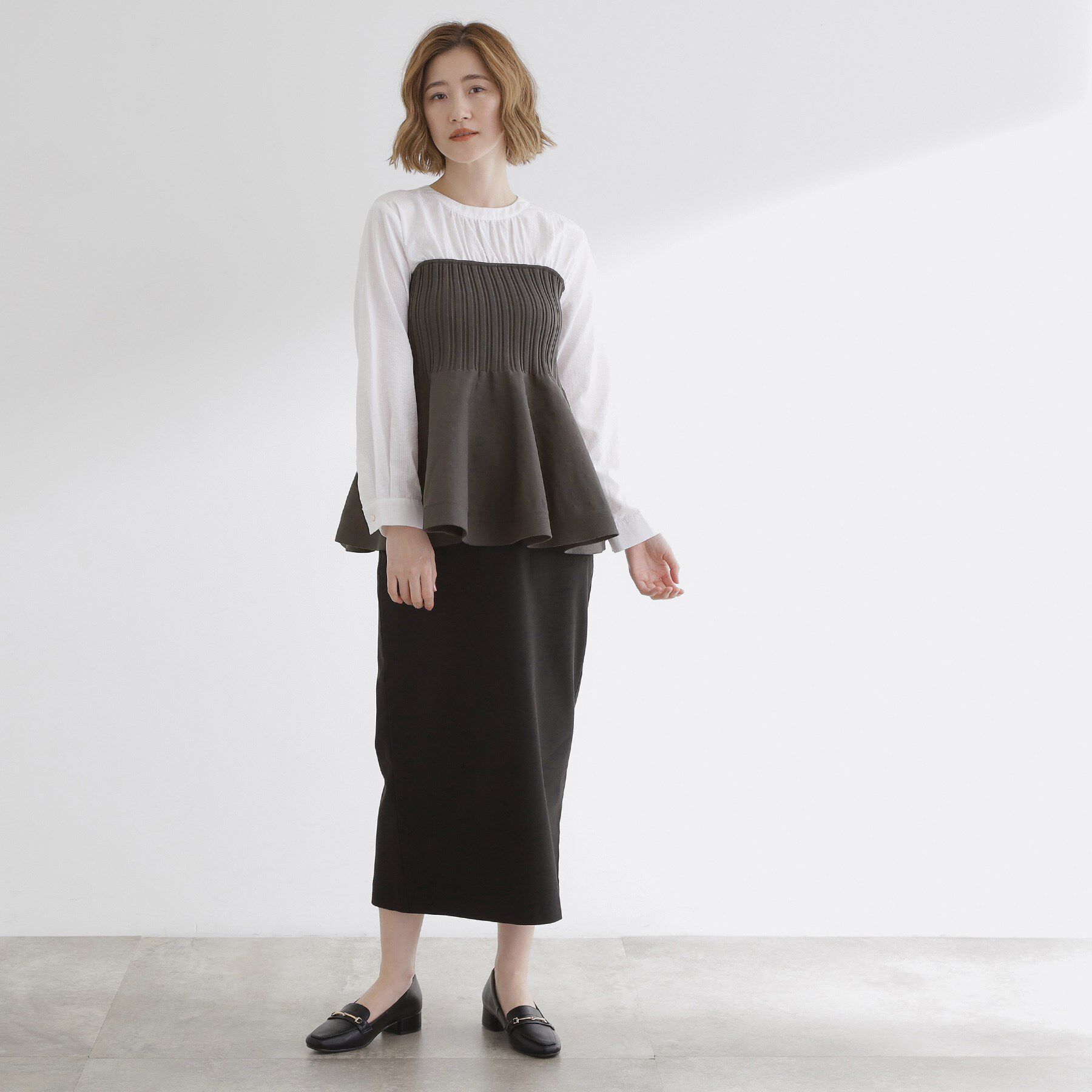 grove「一枚でトレンド完成！体型カバーも叶うニットビスチェドッキングブラウス」|シャツ・ブラウス|