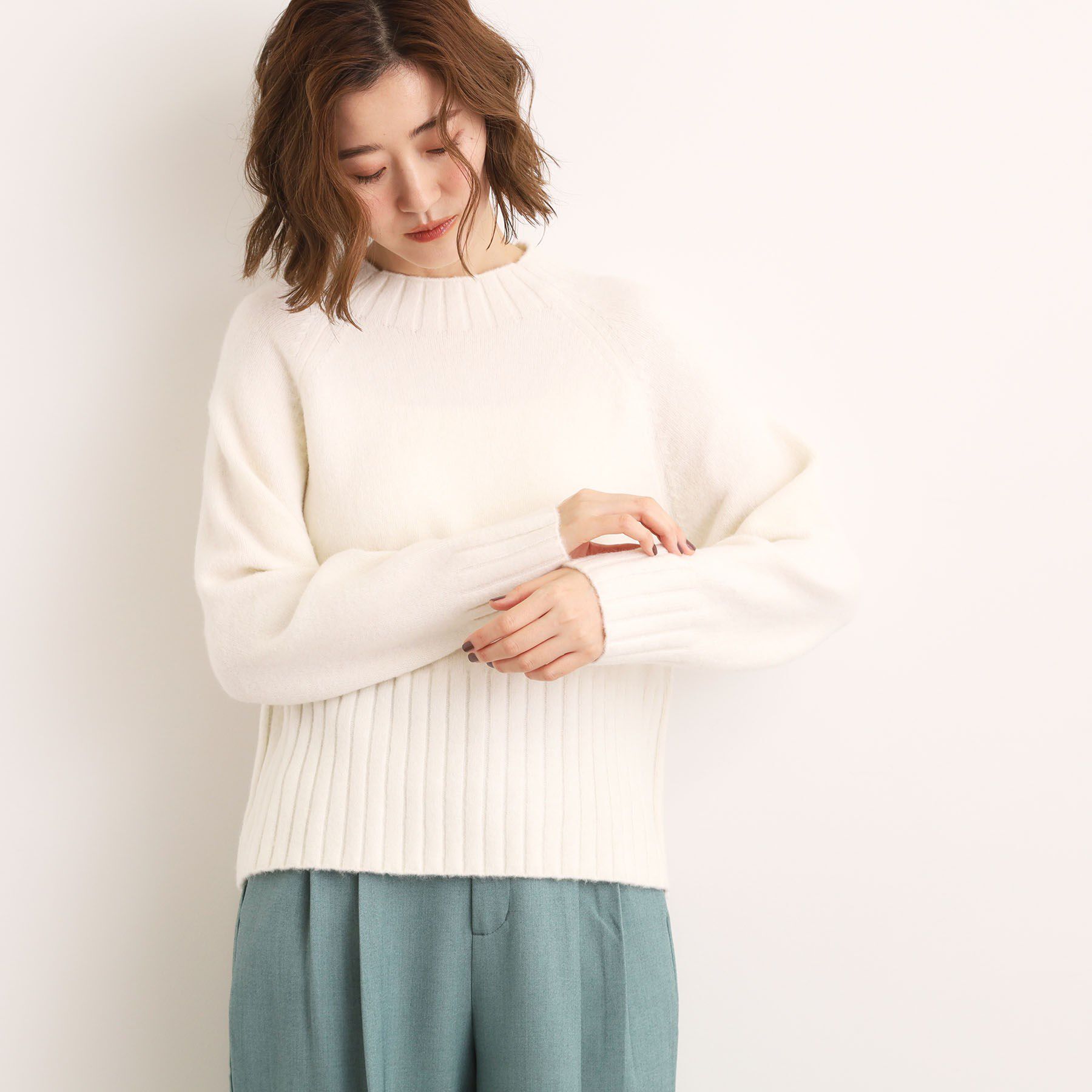 grove「【洗える】バックリブ切替ニット」|ニット・セーター|