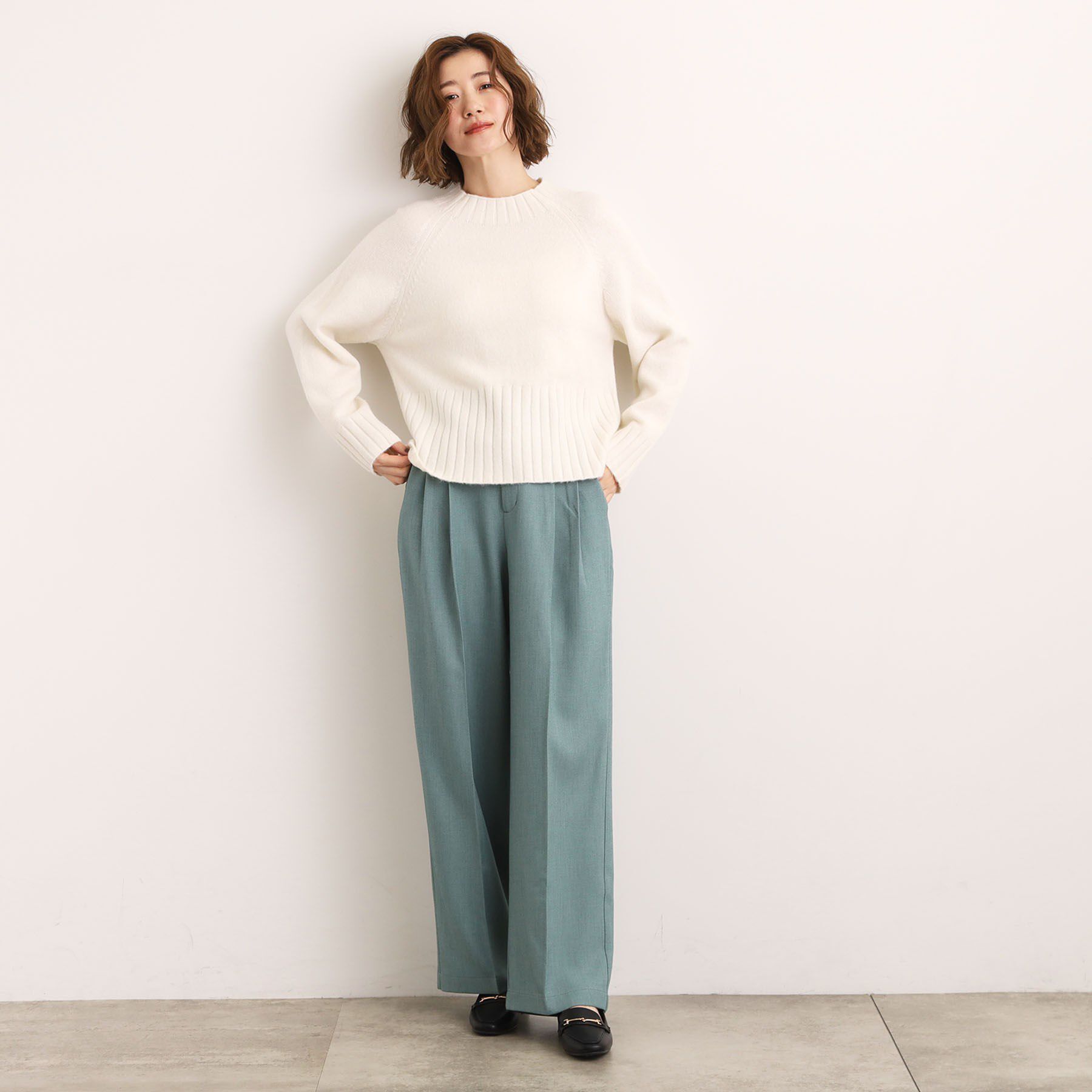 grove「【洗える】バックリブ切替ニット」|ニット・セーター|