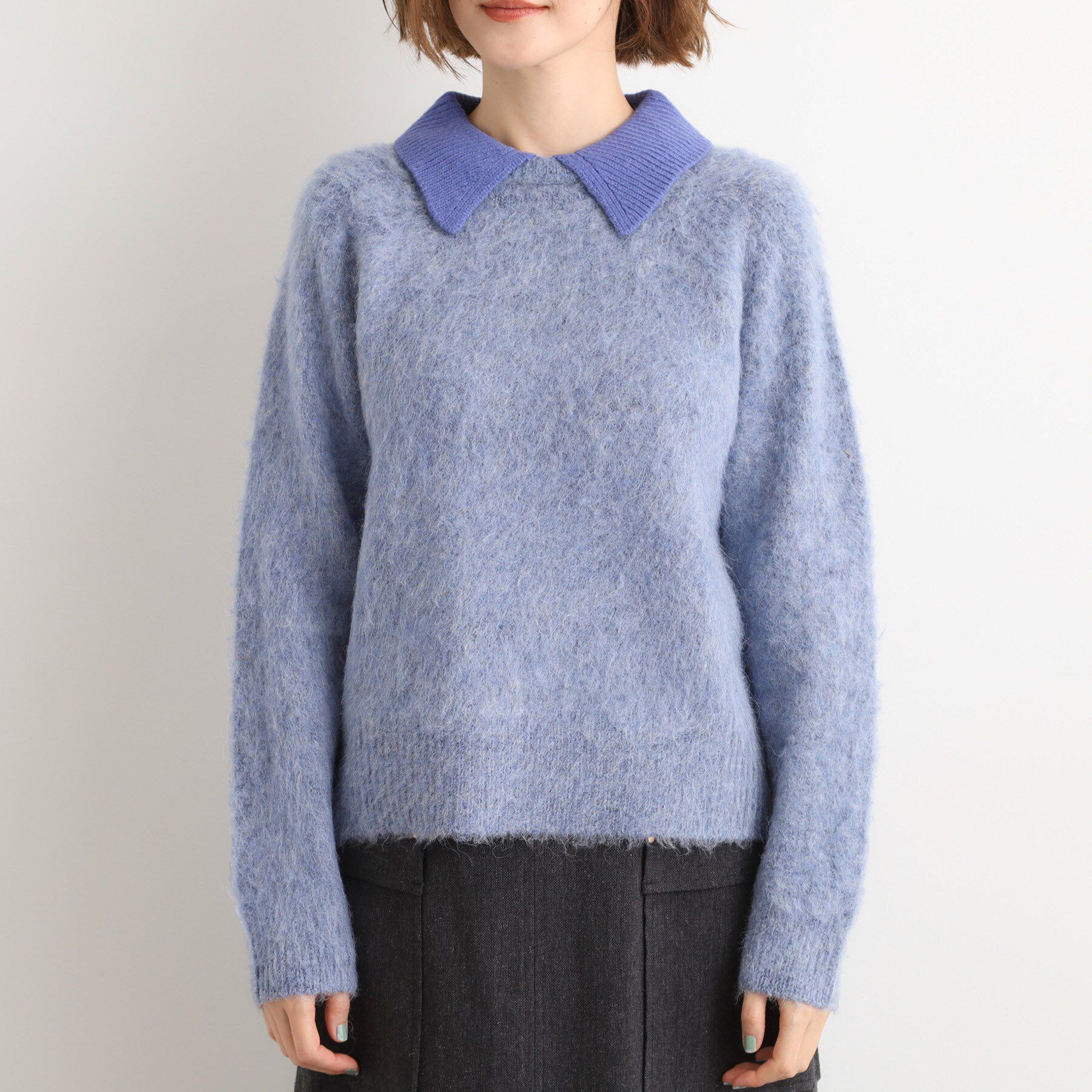grove「異素材ビッグカラーニット」|ニット・セーター|