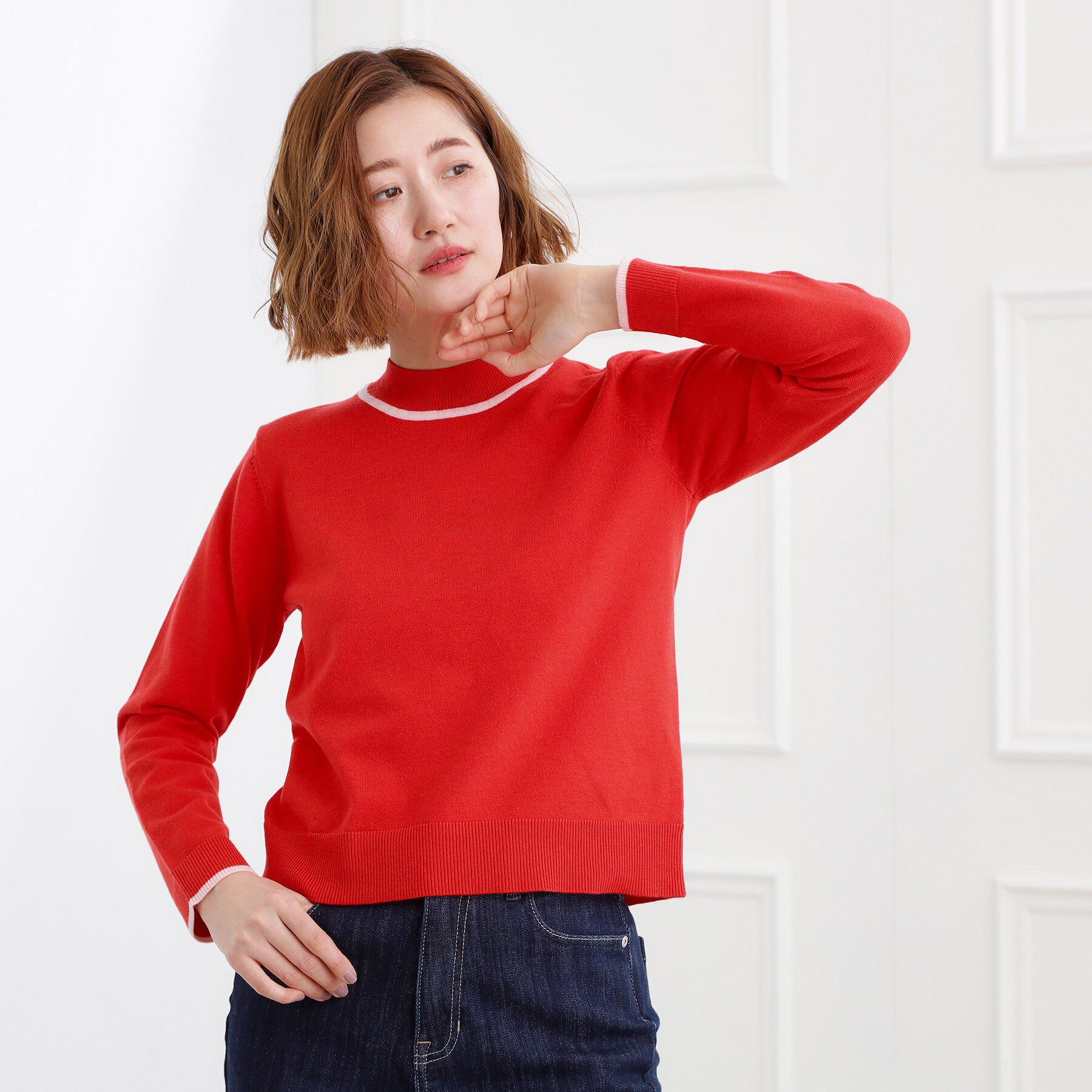 grove「バイカラーハイネックニット」|ニット・セーター|