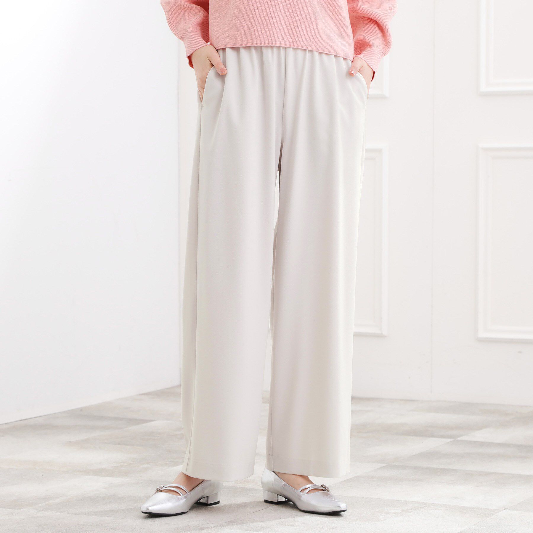 grove「きれい見えとイージーな着心地を両立した、ウエストシャーリング ワイドパンツ」|その他|グレージュ(050)